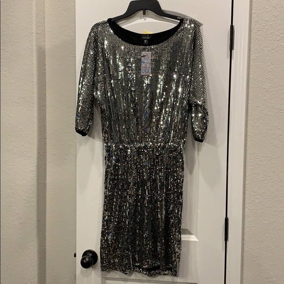 Silver sequined party dress NWT! - Picture 1 of 7